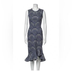 ERDEM Blue Floral Midi Dress